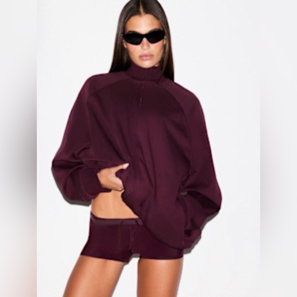 Nike x SKIMS Matte Tricot Oversized Track Jacket - Currant